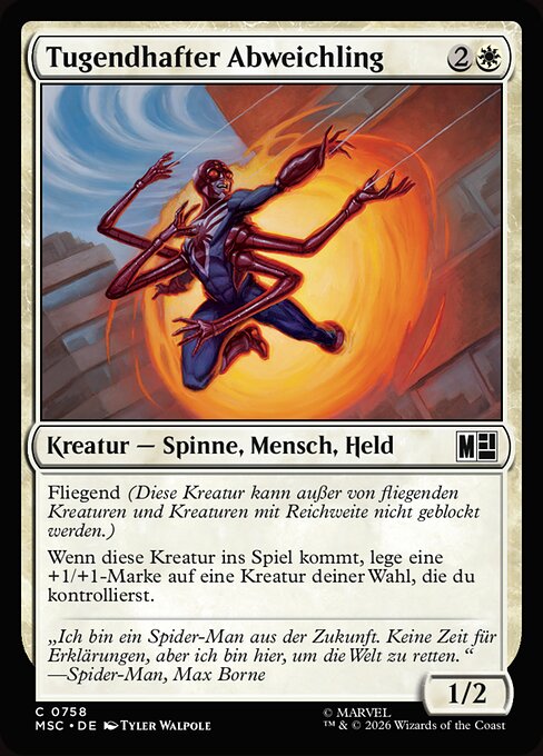 Tugendhafter Abweichling (Virtuous Variant) - Marvel Super Heroes Commander (#758) - Illustrated by Tyler Walpole - Magic: The Gathering Card