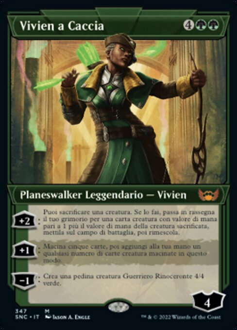 Vivien auf der Jagd (Vivien on the Hunt) - Streets of New Capenna (#283) - Illustrated by Tom Roberts - Magic: The Gathering Card