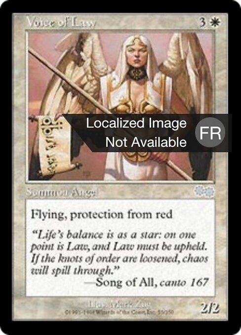 Stimme des Gesetzes (Voice of Law) - Urza's Saga (#55) - Illustrated by Mark Zug - Magic: The Gathering Card