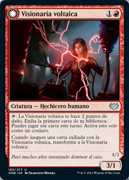 Voltaic Visionary // Volt-Charged Berserker - Innistrad: Double Feature (#450) - Illustrated by Francisco Miyara - Magic: The Gathering Card