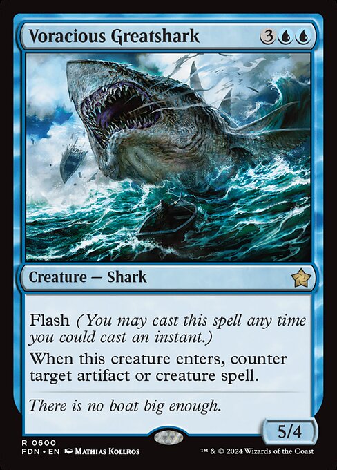 Voracious Greatshark - Foundations (#600) - Illustrated by Mathias Kollros - Magic: The Gathering Card