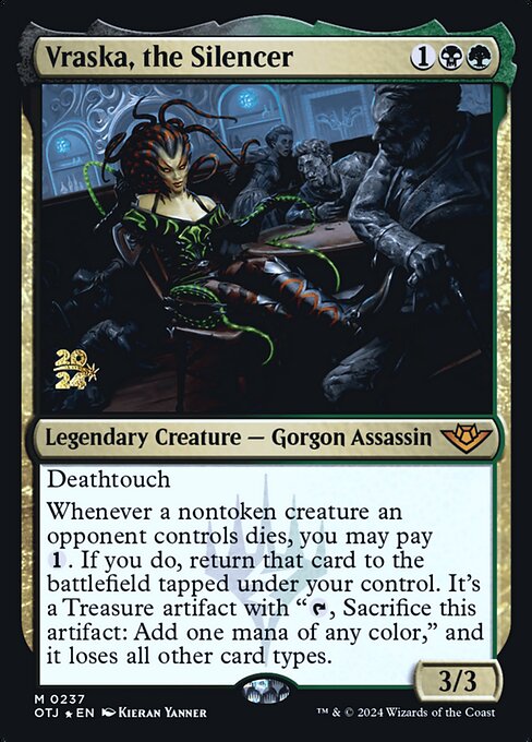 Vraska, la Silenziatrice (Vraska, the Silencer) - Outlaws of Thunder Junction (#237) - Illustrated by Kieran Yanner - Magic: The Gathering Card