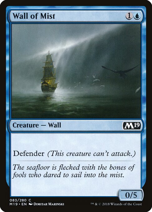 Muro de niebla (Wall of Mist) - Core Set 2019 (#83) - Illustrated by Dimitar Marinski - Magic: The Gathering Card
