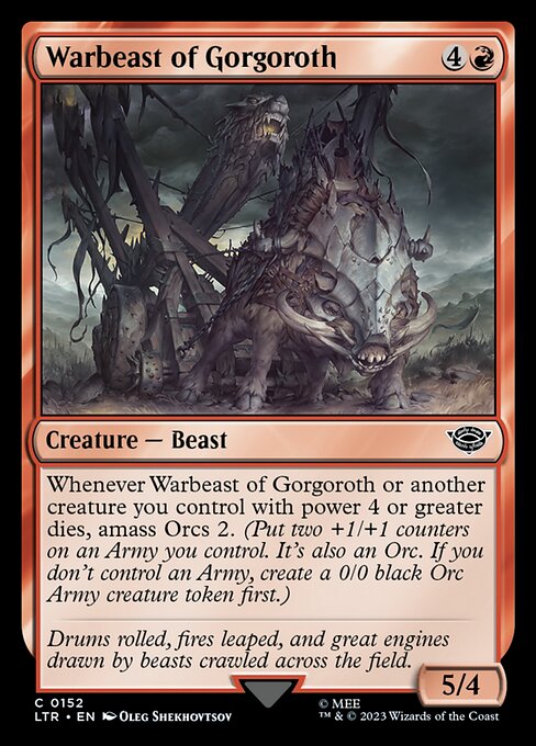 Bestia da Guerra di Gorgoroth (Warbeast of Gorgoroth) - The Lord of the Rings: Tales of Middle-earth (#152) - Illustrated by Oleg Shekhovtsov - Magic: The Gathering Card