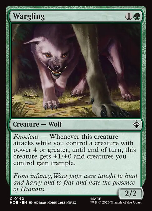 Cachorro de huargo (Wargling) - The Hobbit (#140) - Illustrated by Adrián Rodríguez Pérez - Magic: The Gathering Card