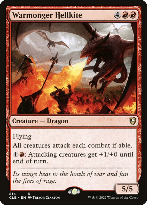 Kriegstreiber-Höllendrache (Warmonger Hellkite) - Commander Legends: Battle for Baldur's Gate (#814) - Illustrated by Trevor Claxton - Magic: The Gathering Card