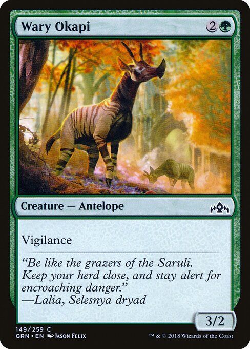 Okapi méfiant (Wary Okapi) - Guilds of Ravnica (#149) - Illustrated by Jason Felix - Magic: The Gathering Card