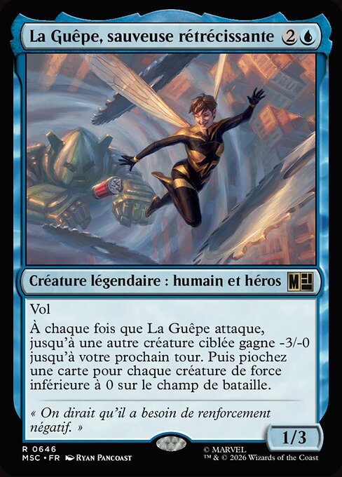 小さき救済者、ワスプ (Wasp, Shrinking Savior) - Marvel Super Heroes Commander (#646) - Illustrated by Ryan Pancoast - Magic: The Gathering Card