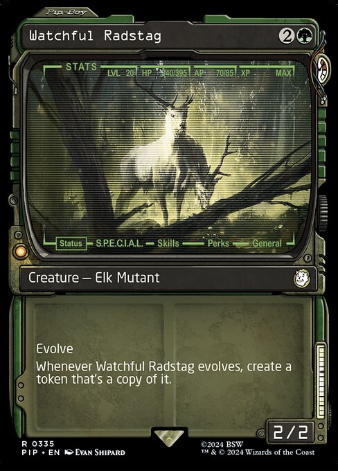 Watchful Radstag - Fallout (#335) - Illustrated by Evan Shipard - Magic: The Gathering Card