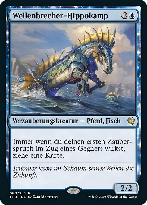 Wavebreak Hippocamp - Theros Beyond Death Promos (#80p) - Illustrated by Caio Monteiro - Magic: The Gathering Card