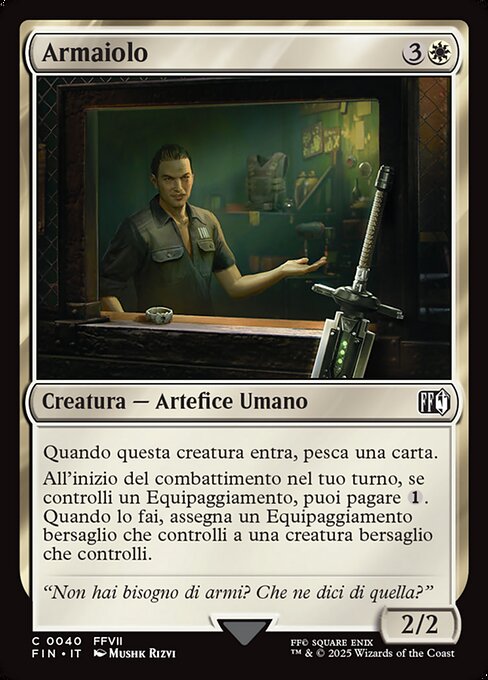 Waffenverkäufer (Weapons Vendor) - Final Fantasy (#40) - Illustrated by Mushk Rizvi - Magic: The Gathering Card
