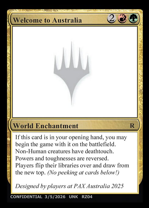 Welcome to Australia - Unknown Event (#RZ04y) - Magic: The Gathering Card