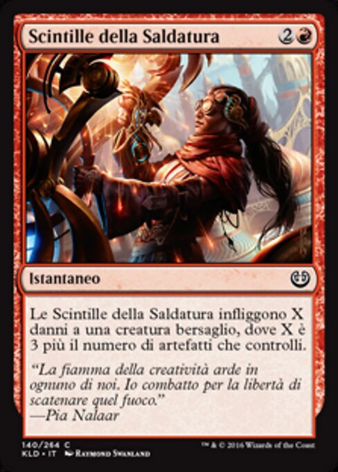 Étincelles de soudure (Welding Sparks) - Commander Legends (#210) - Illustrated by Raymond Swanland - Magic: The Gathering Card