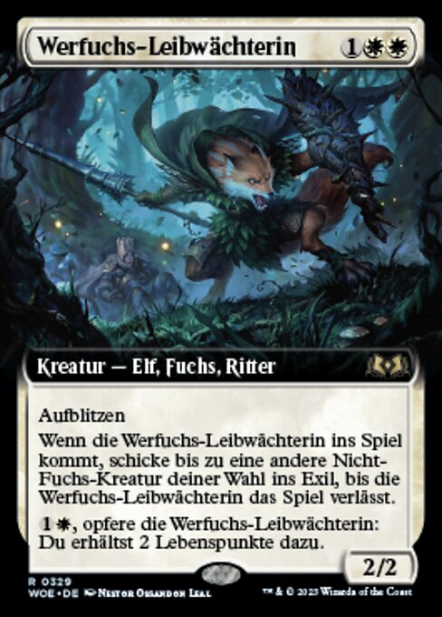 人狐のボディガード (Werefox Bodyguard) - Wilds of Eldraine (#329) - Illustrated by Néstor Ossandón Leal - Magic: The Gathering Card