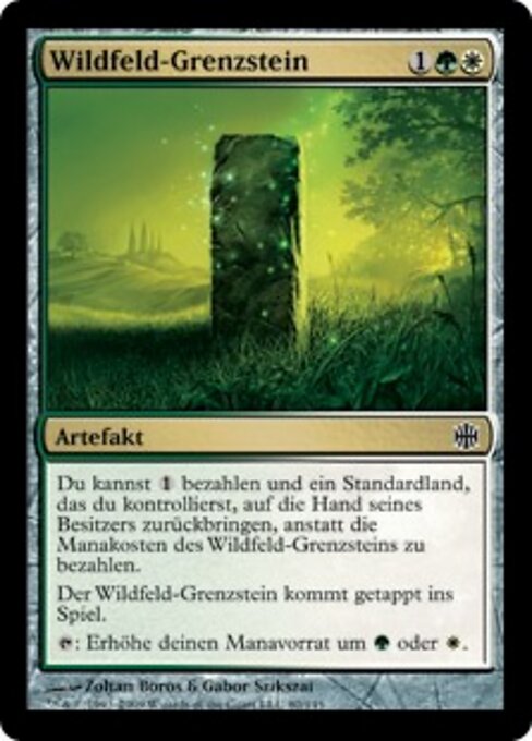 旷野界碑 (Wildfield Borderpost) - Alara Reborn (#80) - Illustrated by Zoltan Boros & Gabor Szikszai - Magic: The Gathering Card