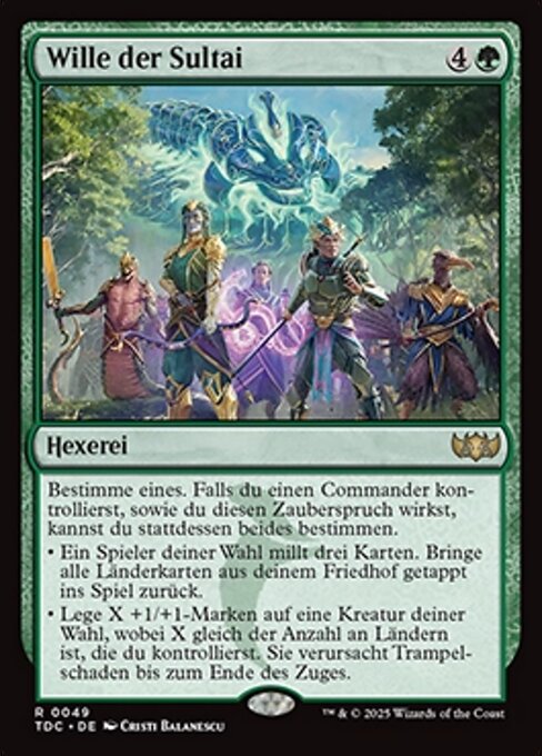 Volonté des Sultaï (Will of the Sultai) - Tarkir: Dragonstorm Commander (#49) - Illustrated by Cristi Balanescu - Magic: The Gathering Card
