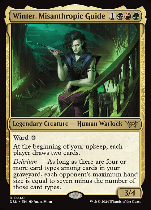 Winter, Misanthropic Guide - Duskmourn: House of Horror (#240) - Illustrated by Jodie Muir - Magic: The Gathering Card