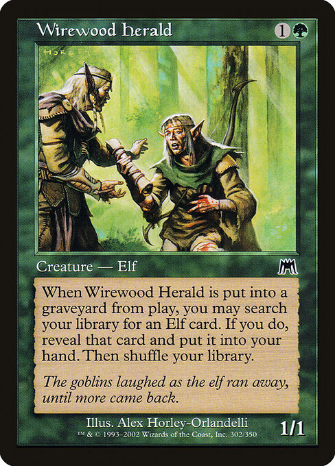 Drahtholzwald-Herold (Wirewood Herald) - Onslaught (#302) - Illustrated by Alex Horley-Orlandelli - Magic: The Gathering Card