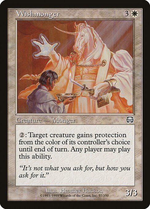 Wunschfreihändler (Wishmonger) - Mercadian Masques (#57) - Illustrated by Heather Hudson - Magic: The Gathering Card