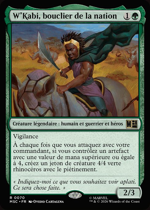 W'Kabi, bouclier de la nation (W'Kabi, Shield of the Nation) - Marvel Super Heroes Commander (#70) - Illustrated by Ovidio Cartagena - Magic: The Gathering Card