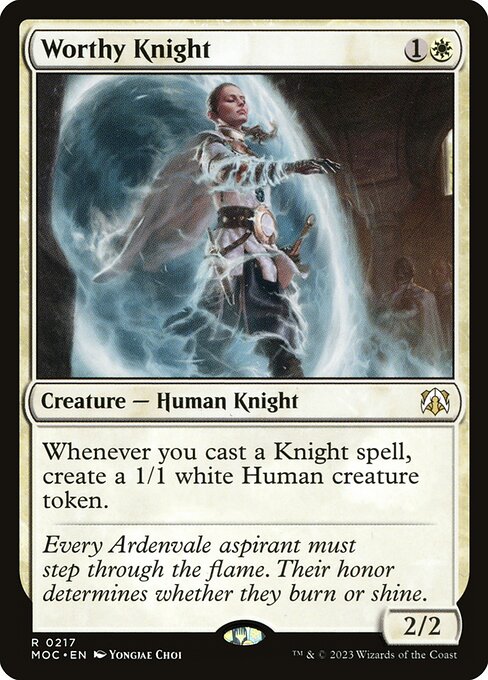 Caballero encomiable (Worthy Knight) - March of the Machine Commander (#217) - Illustrated by Yongjae Choi - Magic: The Gathering Card