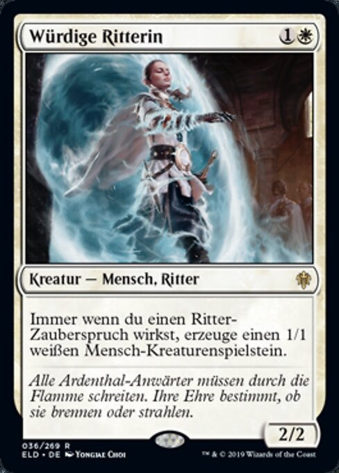 有能骑士 (Worthy Knight) - Throne of Eldraine (#36) - Illustrated by Yongjae Choi - Magic: The Gathering Card