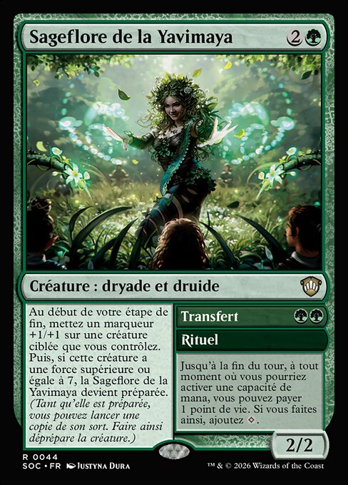 Yavimaya Bloomsage // Channel - Secrets of Strixhaven Commander (#44) - Illustrated by Justyna Dura - Magic: The Gathering Card