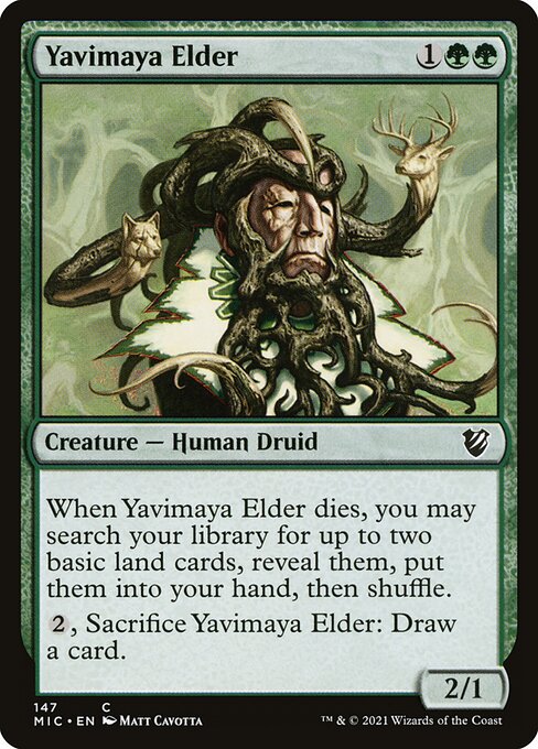 Vieux sage de la Yavimaya (Yavimaya Elder) - Midnight Hunt Commander (#147) - Illustrated by Matt Cavotta - Magic: The Gathering Card