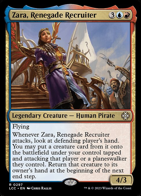Zara, Renegade Recruiter - The Lost Caverns of Ixalan Commander (#297) - Illustrated by Chris Rallis - Magic: The Gathering Card