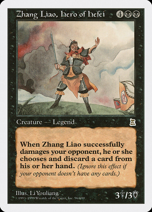 Zhang Liao, Hero of Hefei - Portal Three Kingdoms (#96) - Illustrated by Li Youliang - Magic: The Gathering Card