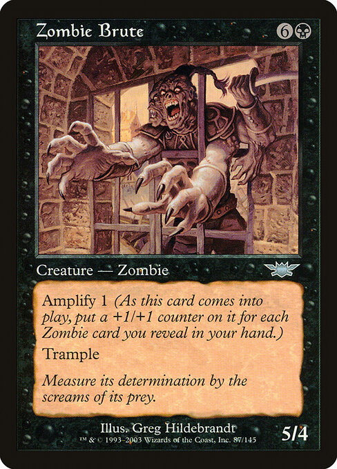 ゾンビの粗暴者 (Zombie Brute) - Legions (#87) - Illustrated by Greg Hildebrandt - Magic: The Gathering Card