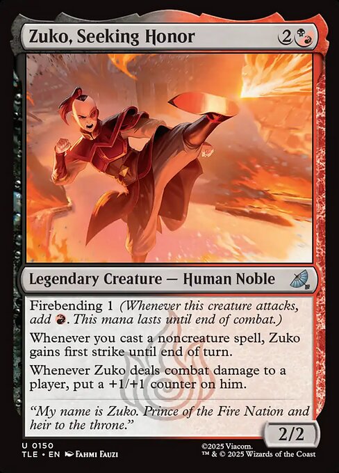 Zuko, Seeking Honor - Avatar: The Last Airbender Eternal Magic card