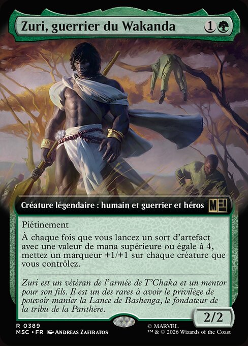 Zuri, Guerriero di Wakanda (Zuri, Warrior of Wakanda) - Marvel Super Heroes Commander (#72) - Illustrated by Andreas Zafiratos - Magic: The Gathering Card